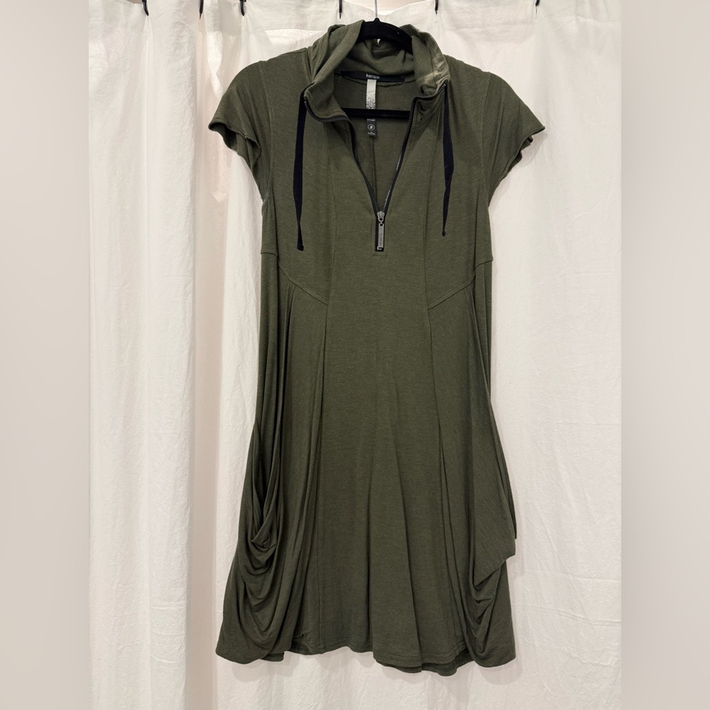 Kensie Olive Short Sleeve Dress with Zipper